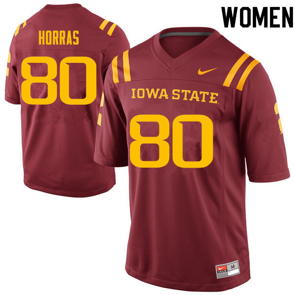 Women #80 Vince Horras Iowa State Cyclones College Football Jerseys Sale-Cardinal